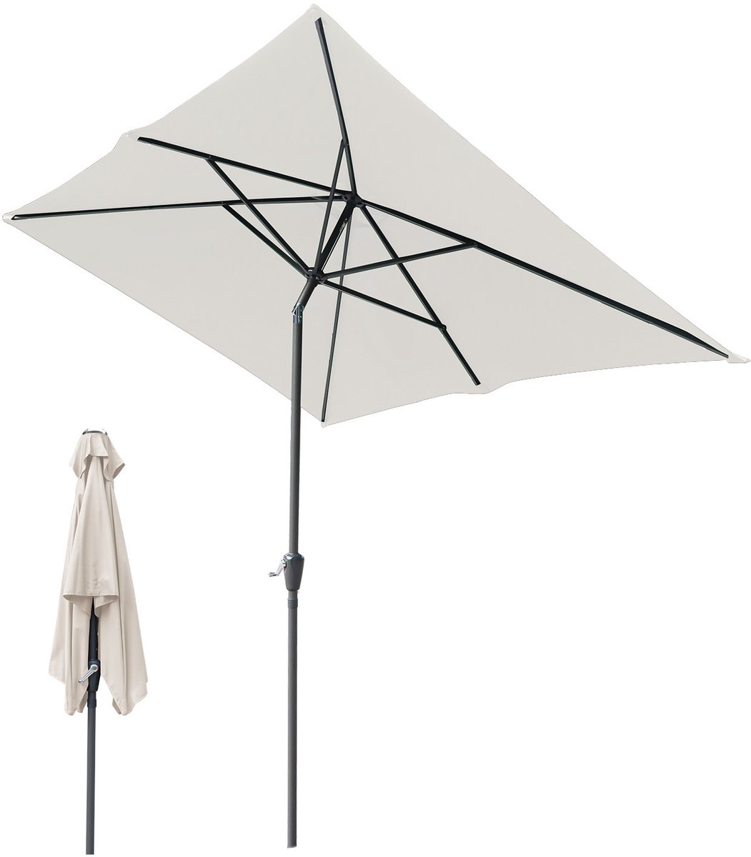 Rechthoekige parasol 1,4 × 2,1 m modulair – Perfect voor smal balkon, crème