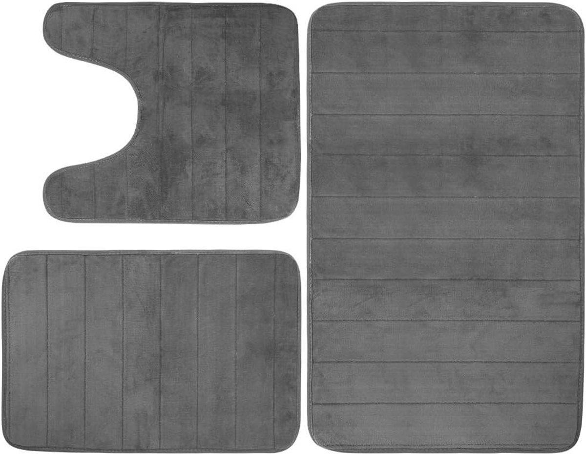 3-delige Wasbare Badmat Set | Antislip en Absorberend voor Toilet, Badkuip en Douchecabine