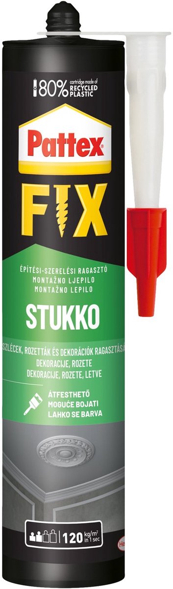 Stuclijm / Sierlijm – 380 g – Voor Plafondrozetten, Lijsten & Piepschuim – Oplosmiddelvrij – Overschilderbaar & Schuurbaar – Wit 1 Stuks [H2818632]