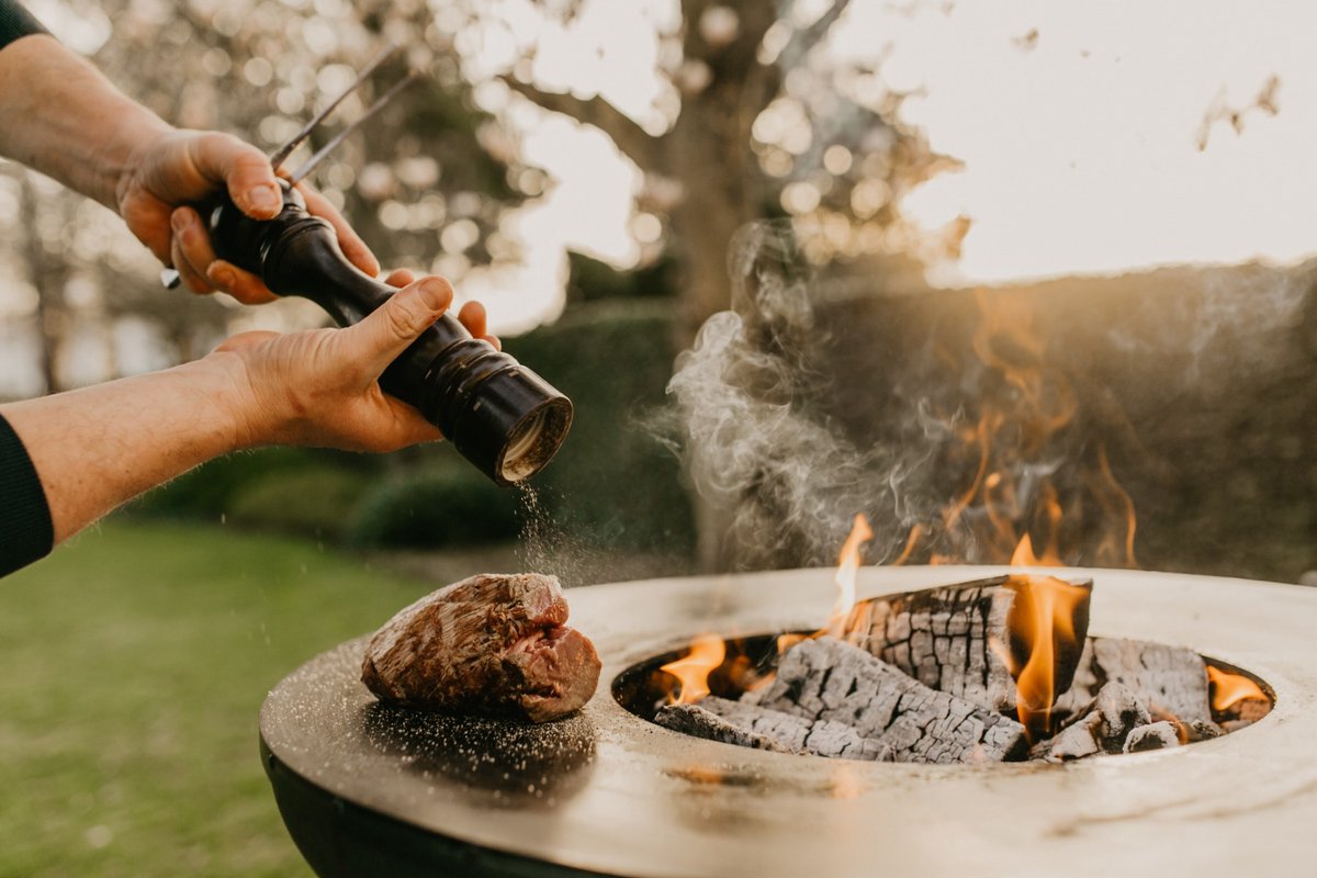 BonFeu BonBiza Vasque à feu 80 cm - Avec plancha et grille de cuisson - Noir