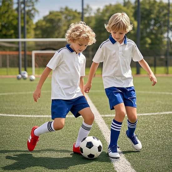 Voetbalsokken voor kinderen (4-6 jaar) - 2 paar sokken voor jongens en meisjes - Blauw en wit - Sport, voetbal, training. — afbeelding 2