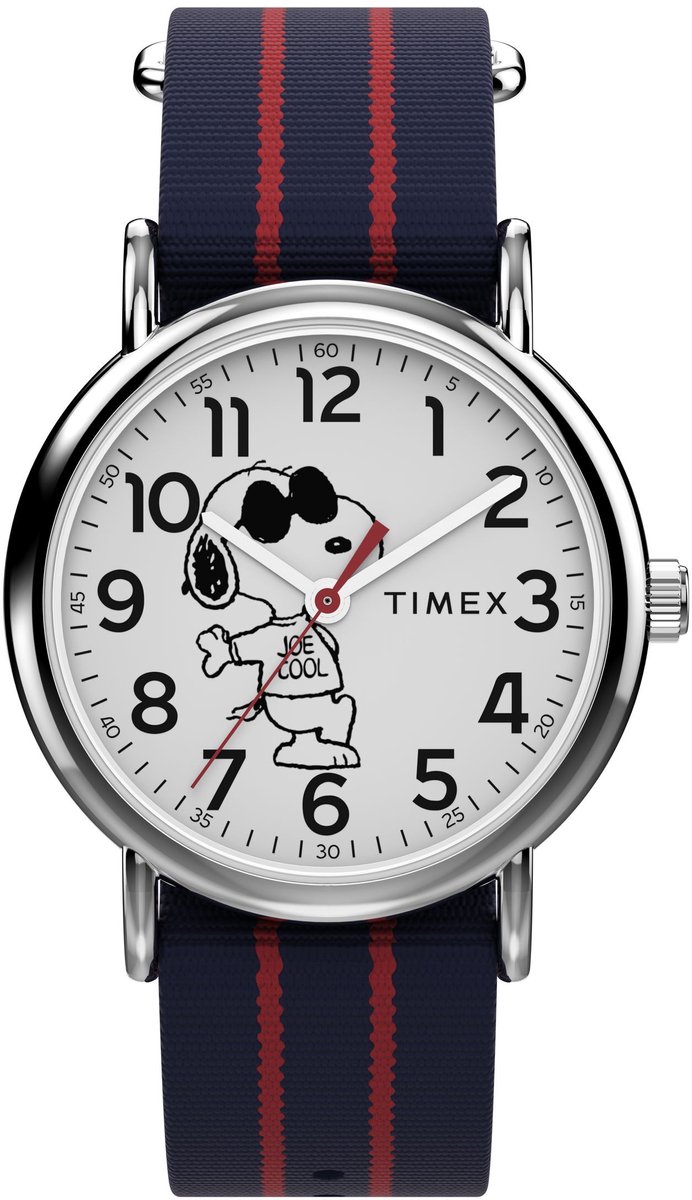 Timex Timex X Peanuts® Weekender Cool Joe Quartz Analoog Horloge Blauw Kast: 100% Laag Lood Messing | Armband 100% Textile 35 mm TW2Y31100VV