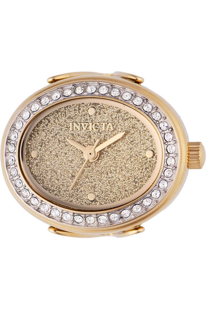 Invicta Mini Ring Watch 49598 Dames Horloge - Waterdicht - Analoog - Quartz Uurwerk - Roestvrij Staal met gouden Wijzerplaat - 24mm