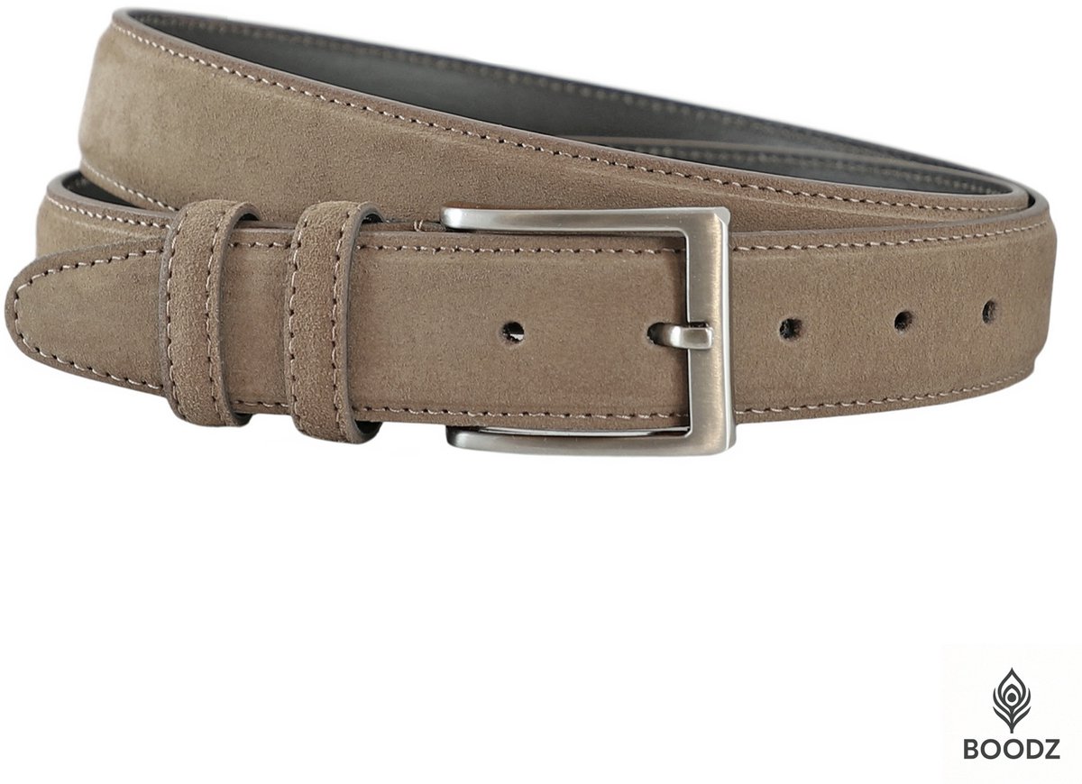 Boodz Suède Leren Pantalon Riem 3.5 cm Taupe | Maat 105