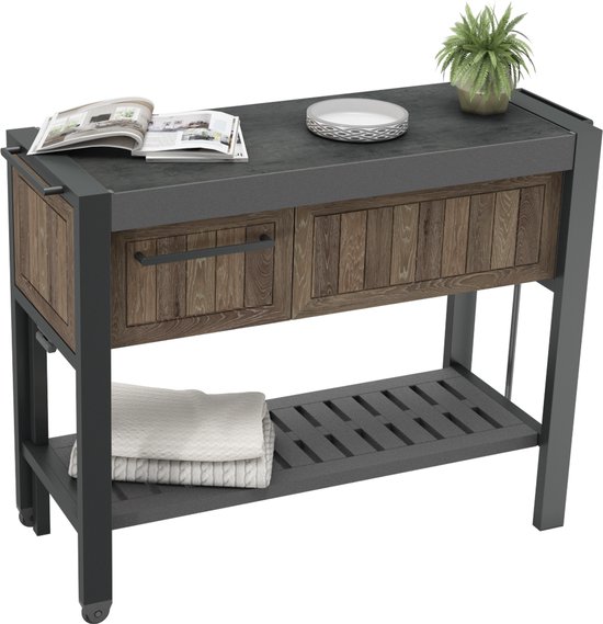 Keter Hosting Partytafel met Koelbox - 112 x 43 x 90 cm - Antraciet/Bruin van Merkloos — afbeelding 5