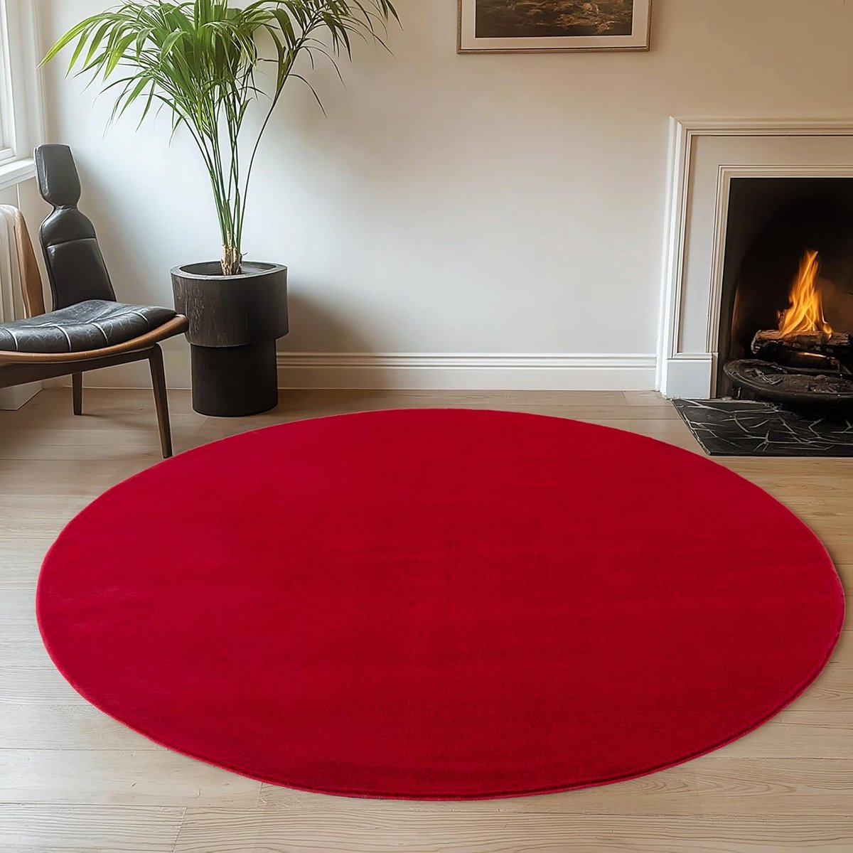 Ronde Vloerkleed Effen Kleur voor Woonkamer, Slaapkamer en Kantoor Geschikt voor Vloerverw