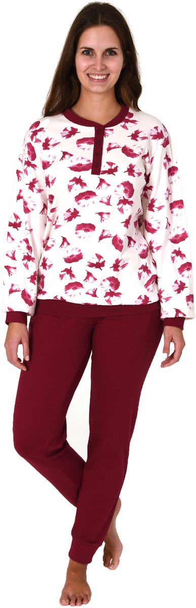 Normann damespyjama met lange interlock met manchetten in elegante look - ook in oversize creme
