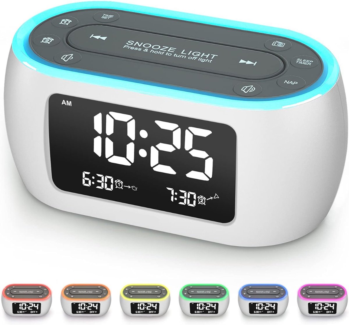NBAP® Klokradio met Wekker - Digitale Wekker - Wekkerradio - Wit