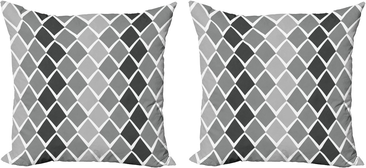 ABAKUHAUS Grijze en witte kussensloopset (2 stuks), geometrische ombre, 45 cm, antracietgrijs lichtgrijs Houtskoolgrijs Lichtgrijs