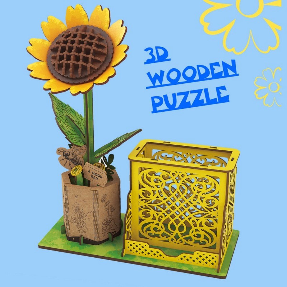 Beehub, 3D Flower, Zonnebloem, BE011928, 9x18,2x20,8