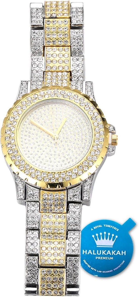 Luxe Diamanten Herenhorloge met Kwarts Uurwerk en Goudkleurige Armband