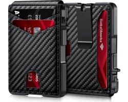 Carbon Luxe Heren Portemonnee met RFID Bescherming – Stevige Aluminium Wallet, Dunne Kaartenhouder Anti-Skim, Luxe en Compact Design