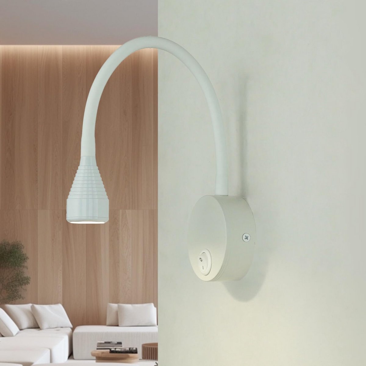 Wandlamp met Schakelaar voor Nachtkastje - Flexibele Zwanenhals LED Leeslamp