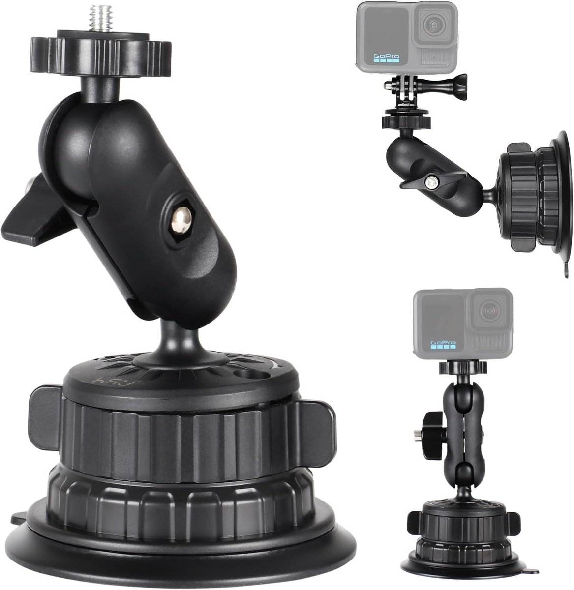 Sterke Zuignap Mount voor Actiecamera - Geschikt voor Voertuig, Voorruit en Raam