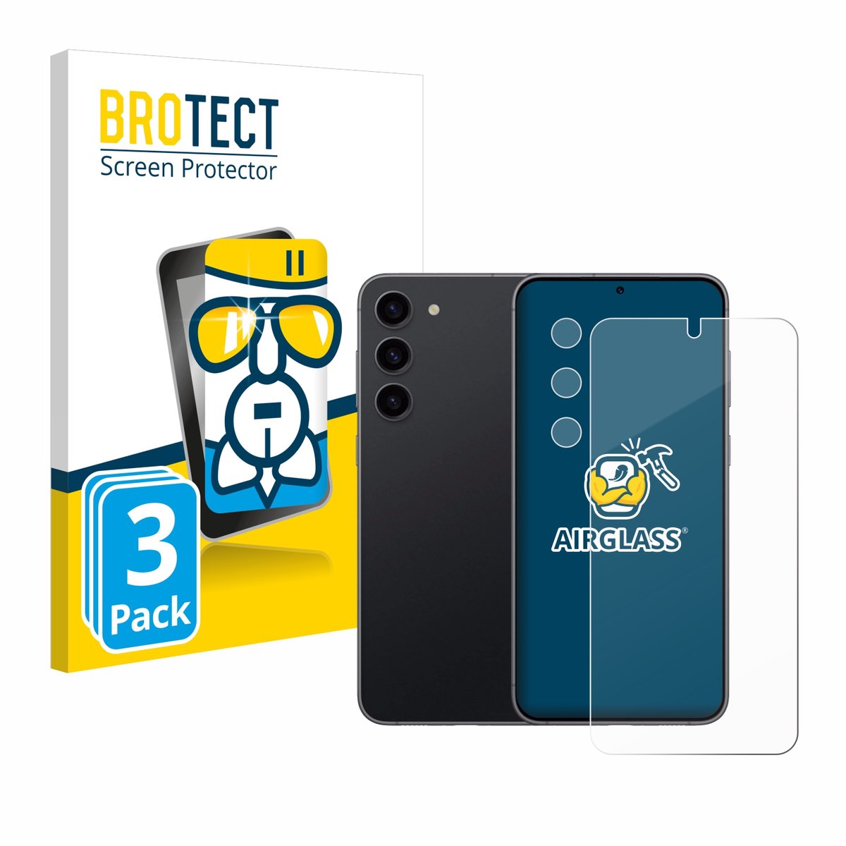 Screenprotector 3 Stuks voor Samsung Galaxy S23 (Voor+Camera) Beschermglas transparant