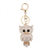Porte-clés hibou transparent couleur argent pour femmes – porte-clés couleur or avec pierres de strass brillantes – pendentif hibou décoratif – luxe keychain pour clés, sac ou portefeuille