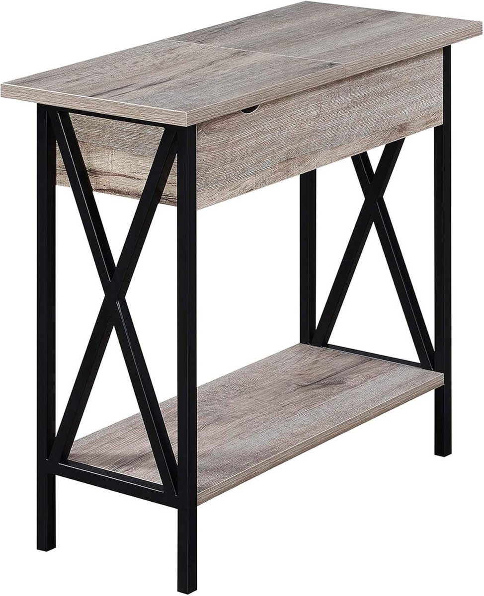 Compacte bijzettafel met oplaadstation en opbergvak - Sandstone