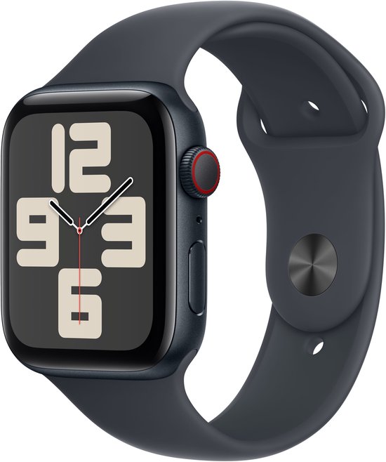 Apple Watch SE 2024 - Smartwatch - GPS + Cellular - 44mm - Midnight Aluminium Case - Midnight Sport Band - M/L