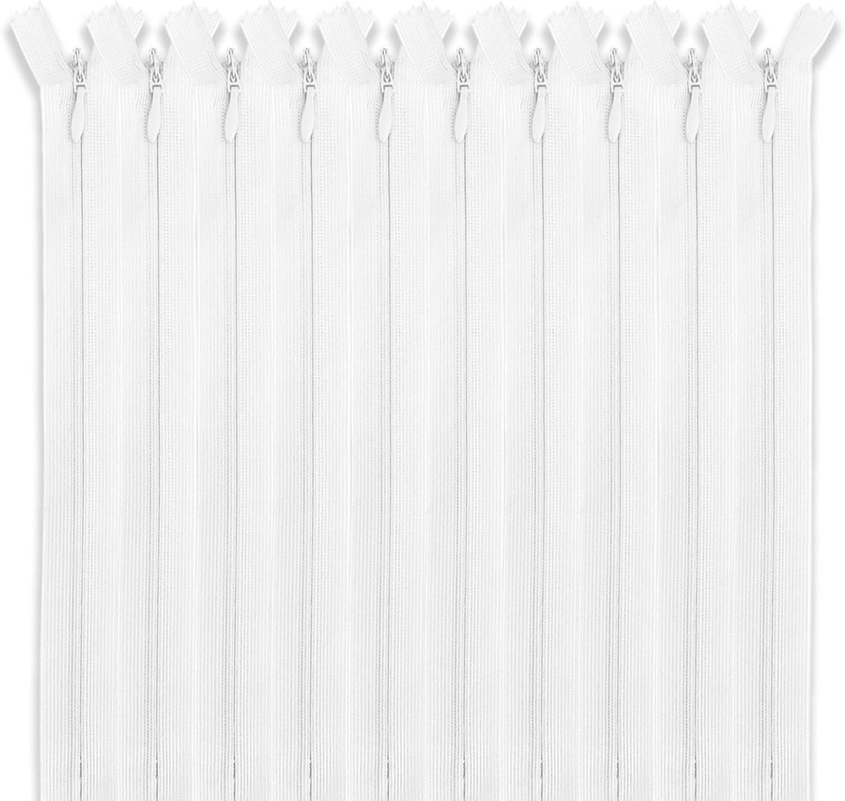 10x Onzichtbare Ritssluitingen Wit Nylon 15 cm voor Naaien Kleding Tassen Knutselen