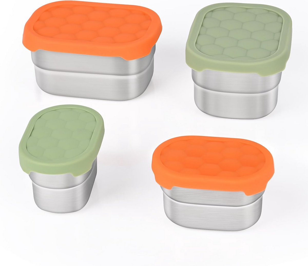 Set Roestvrijstalen Snack- en Saladedressingcontainers - Lekvrij & Gemakkelijk te Openen