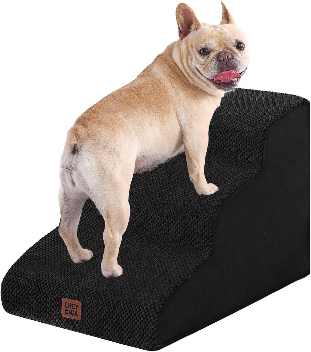 Hondentrap 3 Treden Schuim voor Bed en Bank | Opstap voor Oudere Honden en Puppy's | Antislip & Wasbare Hoes