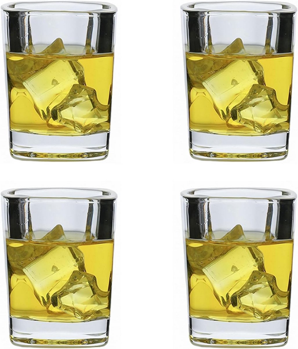Set van 4 Vierkante Shotglazen 65 ml - Ideaal voor Tequila, Whisky en Likeur