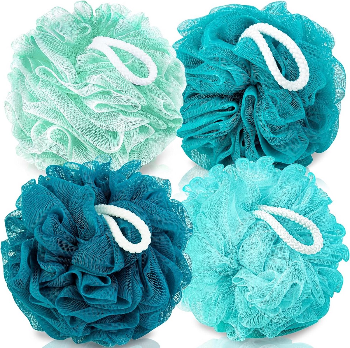 Set van 4 Zachte Loofah Sponzen voor Douchen en Scrubben
