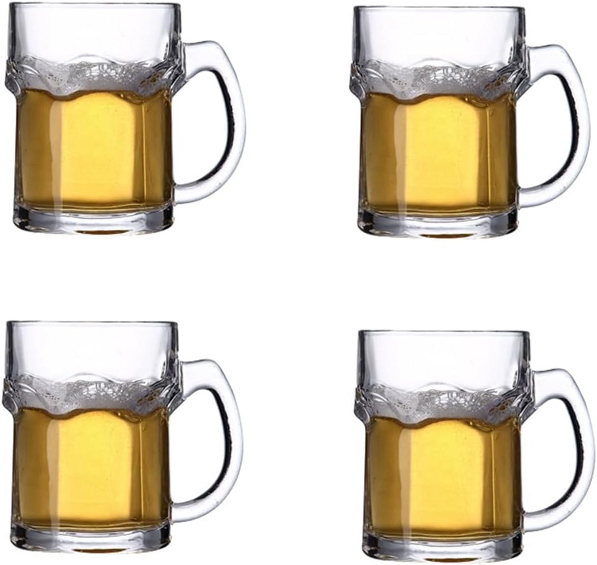 Set van 4 Bierglazen met Hendel - Klassieke Steengoed Bierpullen 500ml