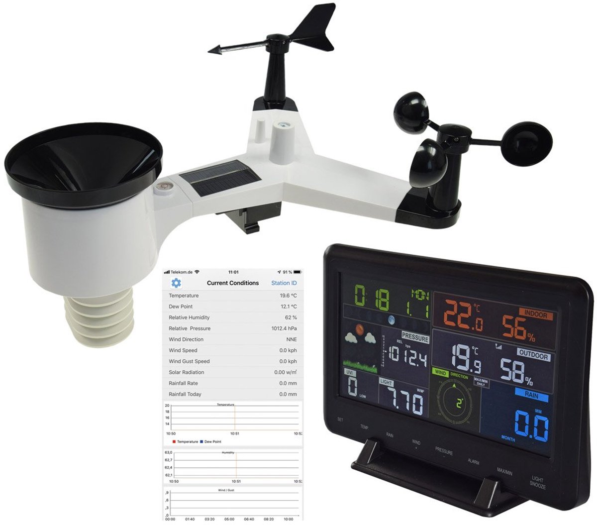 Multifunctioneel Draadloos Weerstation 12-in-1 met Binnen- en Buitensensor en App