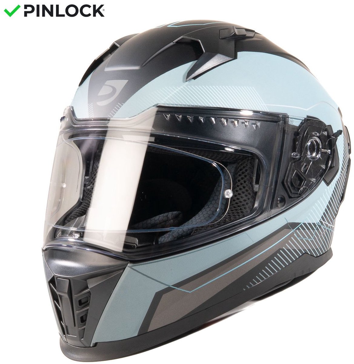 MOTOBLOUZ EROS NEOXYS Integraalhelm - ECE 22.06 gekeurde Helm Scooter, Motor & Brommer - Heren & Dames - Zwart Blauw Grijs - L
