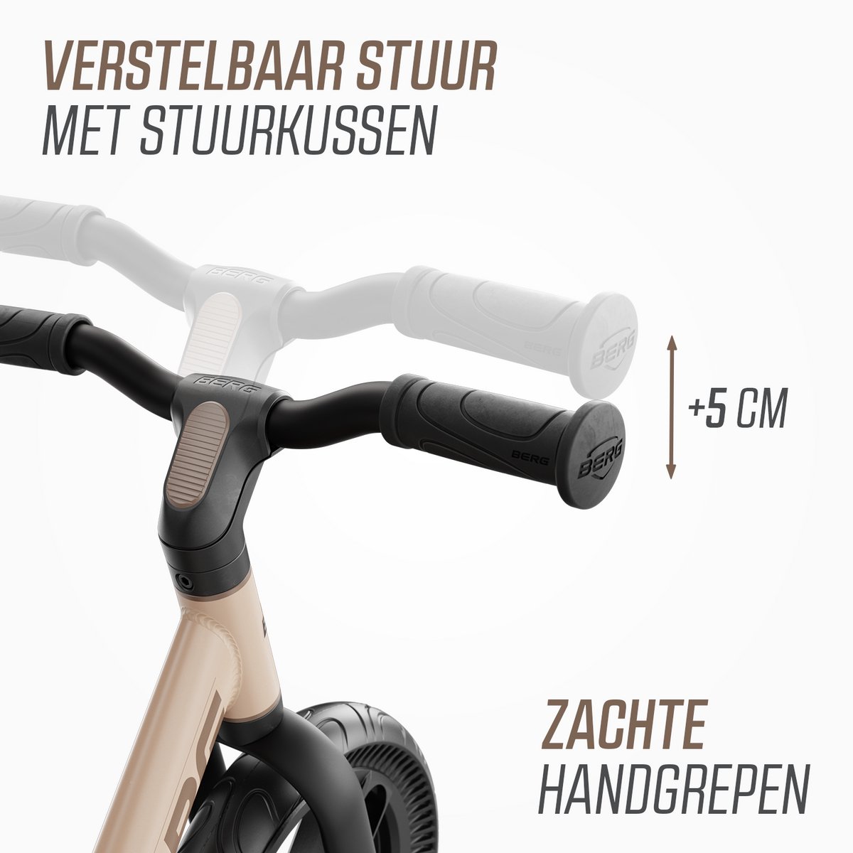 BERG MOOV10 Loopfiets - 2+ jaar - 10 inch - Lichtgewicht - Anti-lek EVA Banden - Verstelbaar Stuur en Zadel - Sand Beige — afbeelding 10