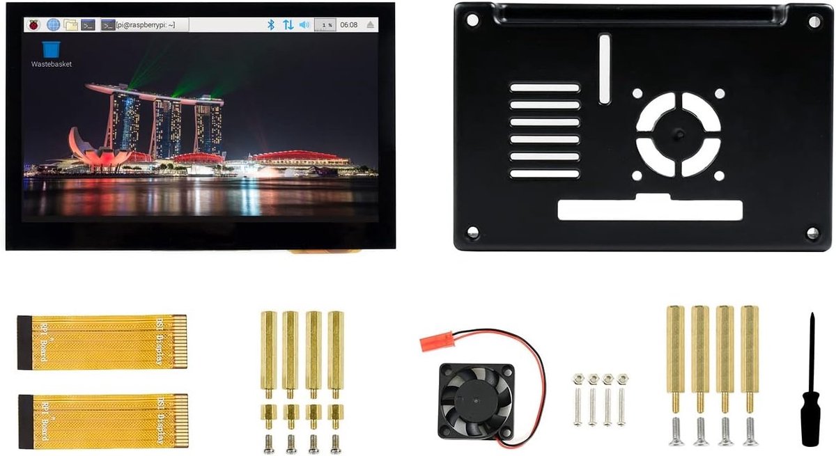 4.3 Inch IPS Touchscreen Display met Behuizing voor Raspberry Pi - 800x480 Resolutie