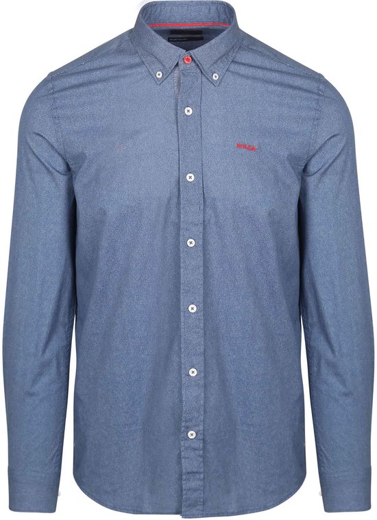NZA - Blauw katoenen stretch overhemd