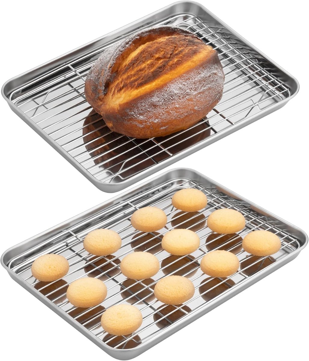 RVS Paneer en Braadslede Set met Rooster - Stapelbaar voor Vlees, Vis en Schnitzel