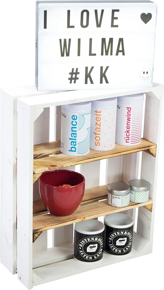 Houten Fruitkist Wit met Tussenplanken voor Opslag en Decoratie