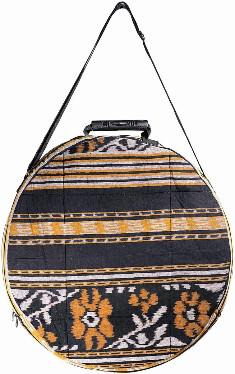 Ronde Drumbag voor Sjamanendrum Ø 50 cm - Duurzame Ikat Geweven Tas met Draagriem