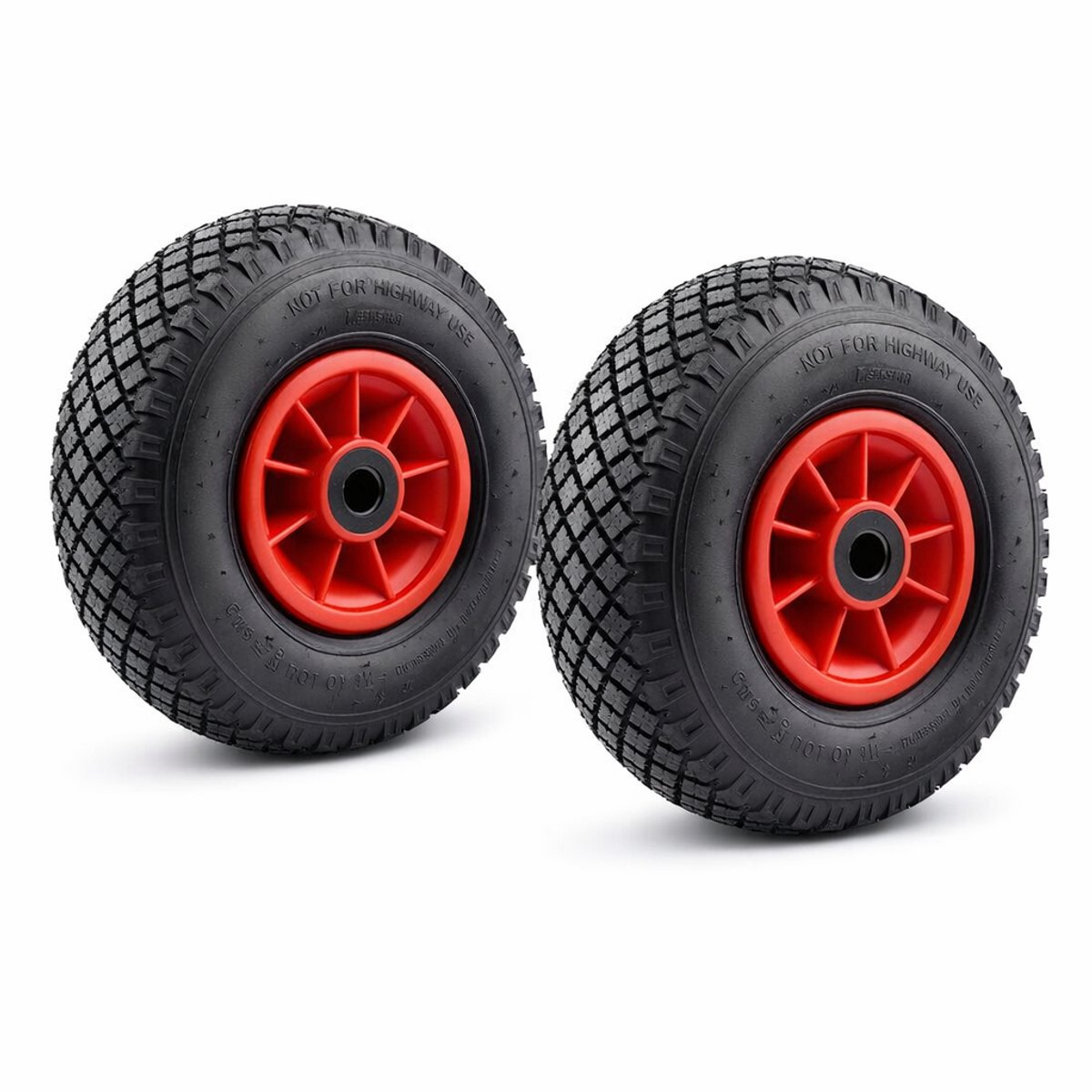 Steekwagenwielen 260mm Luchtband - Set van 2 - Kunststof Velg Rood