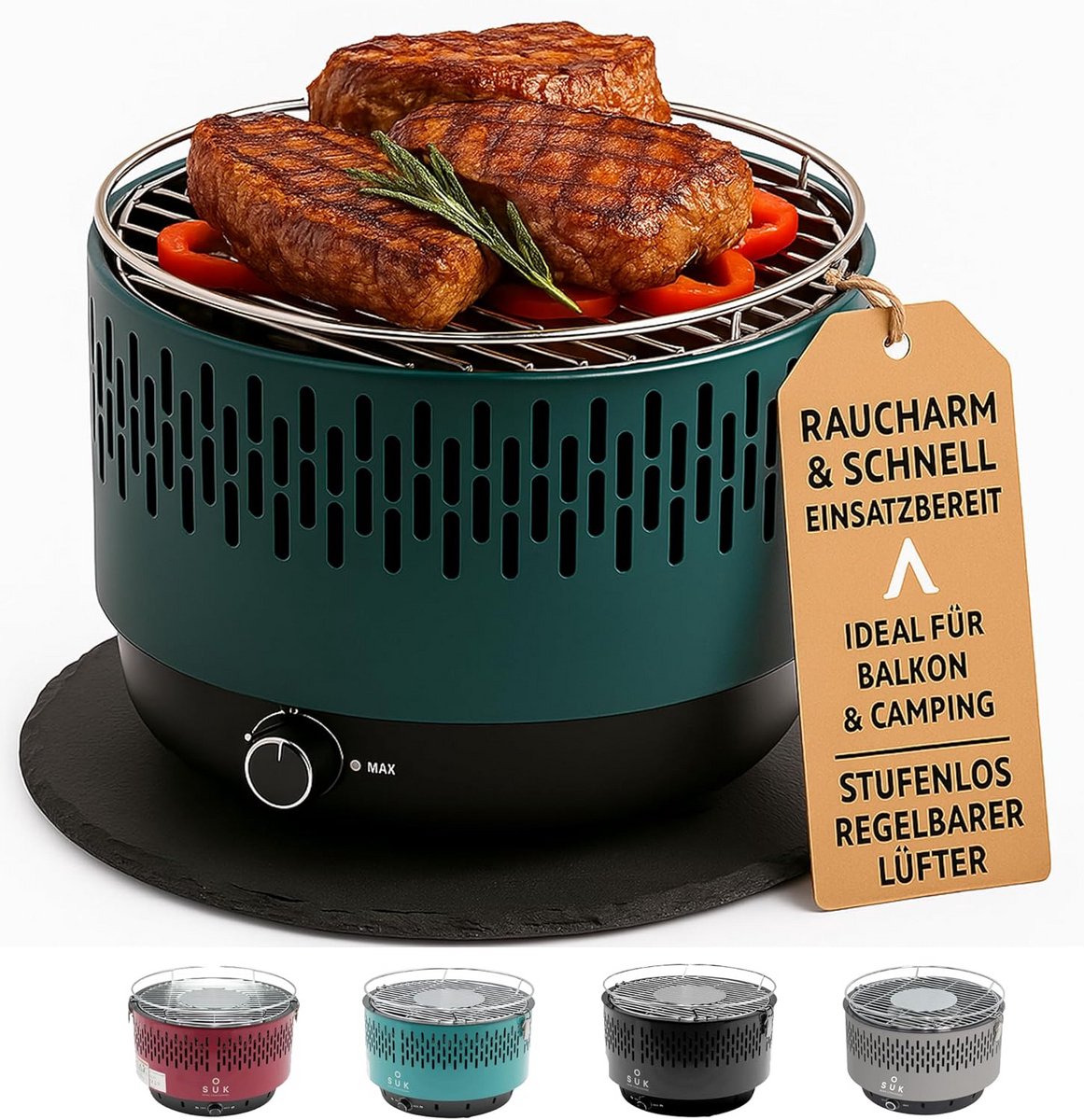 Tafelgrill met Ventilator - Compacte Houtskool BBQ voor Buiten en Camping