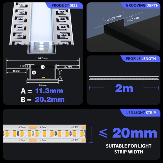 DIY LED Aluminium Profiel Set 30 Meter Lineaire Verlichting Met Opale diy-led-aluminium-profiel-set-30-meter-lineaire-verlichting-met-opale
