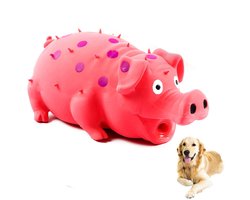 Oneay Piepend varkentje hondenspeelgoed – Duurzaam latex piepspeeltje voor kleine, middelgrote en grote honden – Rood
