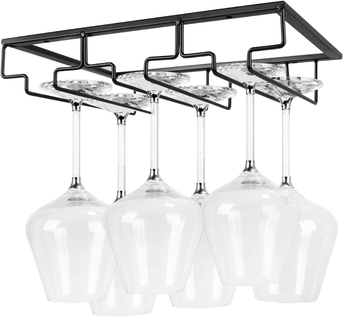 DYNA® Ophangrek Wijnglazen - Wijnglazenhouder – Metalen Wijnglazenrek - Zwart - 24cm x 32cm x 7cm