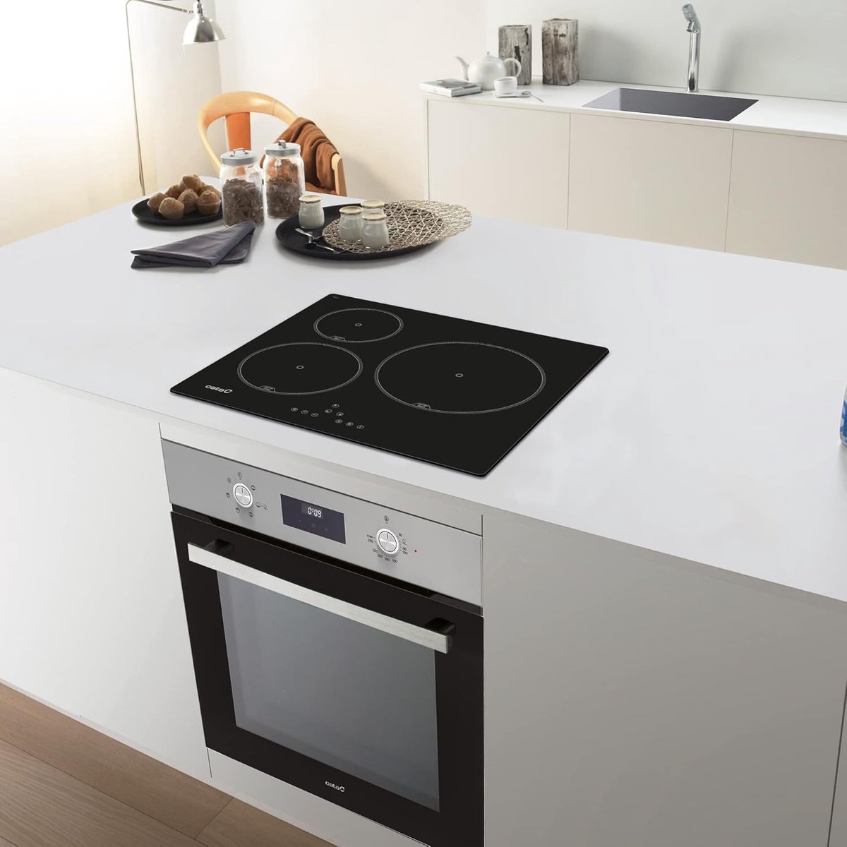 Inbouw Inductiekookplaat Zwart met 3 Zones en Touch Bediening