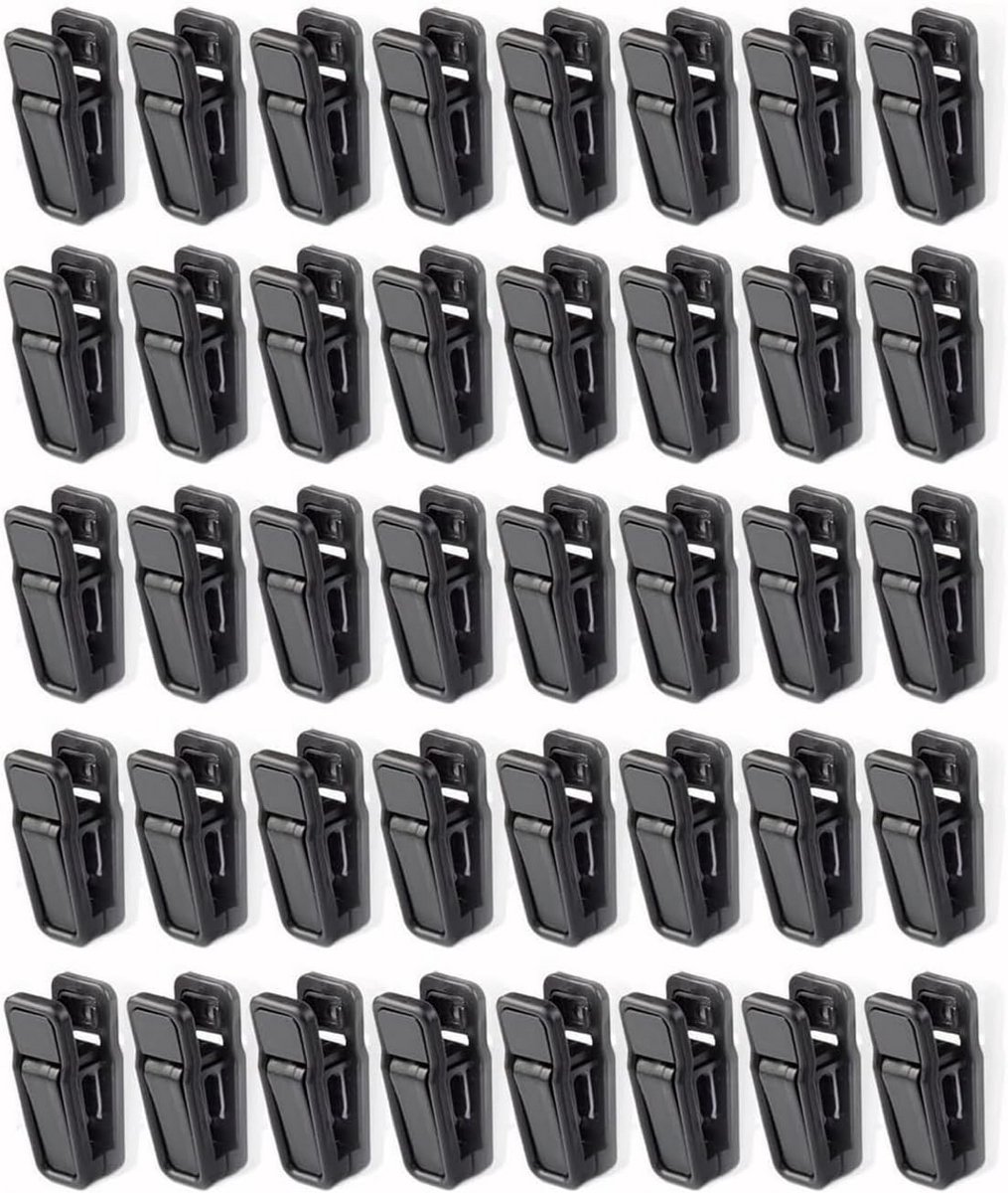 40x Wasknijpers Zwart - Sterke Antislip Kledingclips voor Kledinghangers