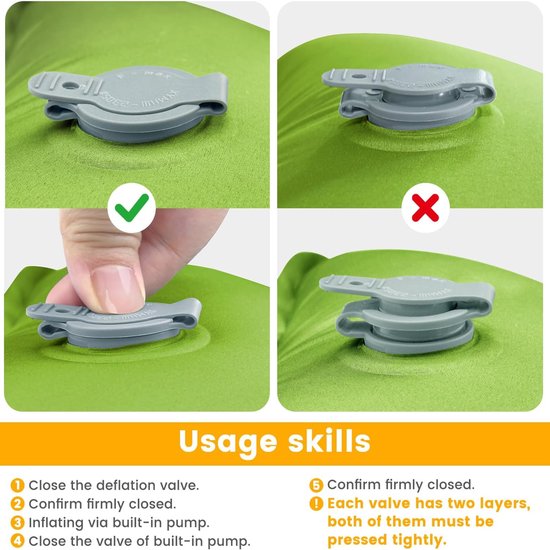 Luchtbed - Slaapmat Zelfopblazend - Camping Kampeermat - Opblaasbaar Kampeerbed met Ingebouwde Pomp - Groen - TPU - 200x69x10cm - Voor 1 Persoon - Waterdicht en scheurbestendig — afbeelding 4