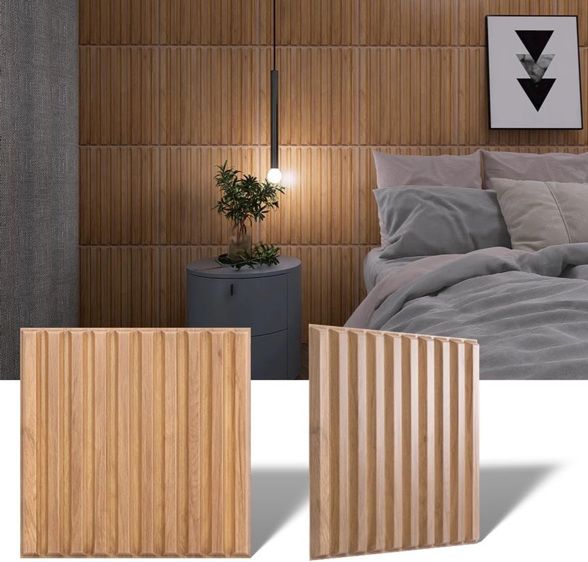 3D Lamellen Wandpanelen PVC Walnoot - Gecanneleerde Wandtegels voor Interieur Wanddecorati