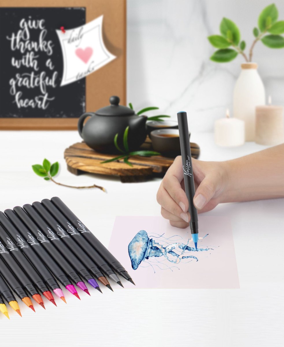 Brushpennen 20pcs - 1 waterbrush - Penseelstiften - Bullet journal - Handlettering set - Fineliners — afbeelding 12