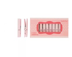 Isabella Rose - grote houten wasknijpers - 12 stuks - roze met witte stippen