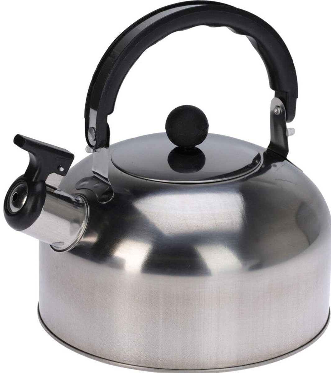 Cookinglife Fluitketel RVS 2 Liter - Waterkoker - Theeketel - Kettle - Zilver/Zwart - Fluitfunctie Comfortabele Handgreep
