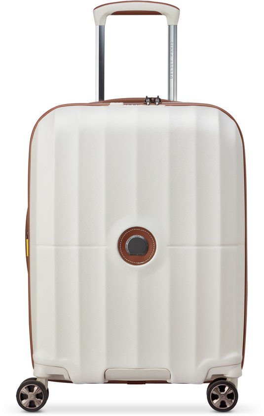 DELSEY Carrousel 2 Slim Handbagagekoffer 55 cm – Uitbreidbaar 33–38 L – 3,1 kg – Polycarbonaat – TSA-slot – SECURITECH 2 – 5 jaar garantie - Off White