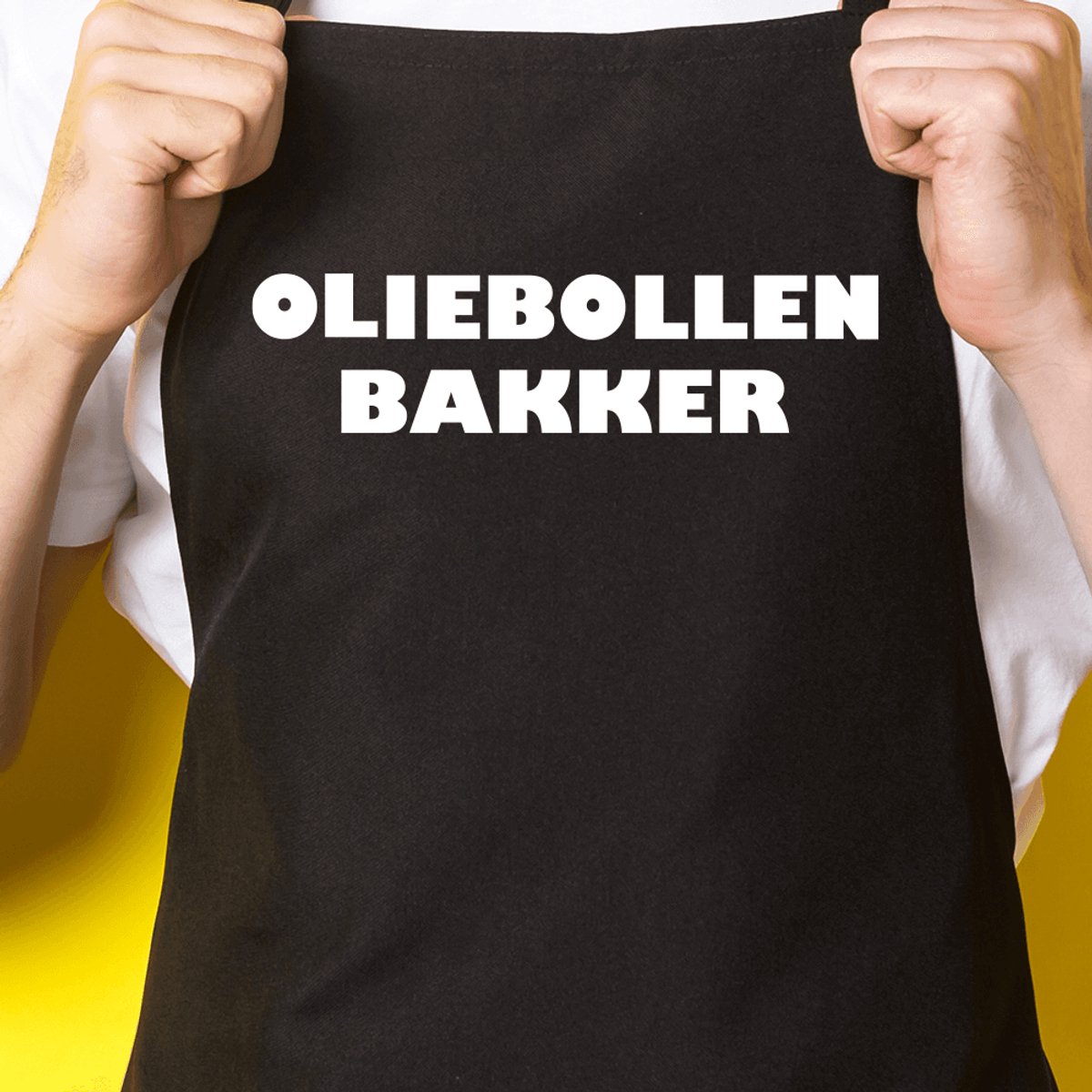 Zwart keukenschort / BBQ-schort met tekst | Oliebollen bakker | Katoen - One size - Verstelbaar - Wasbaar - Cadeau voor hem - Vaderdag - Gratis verzending - Cadeau voor Kerst & sinterklaas | Incl. 2 jaar garantie